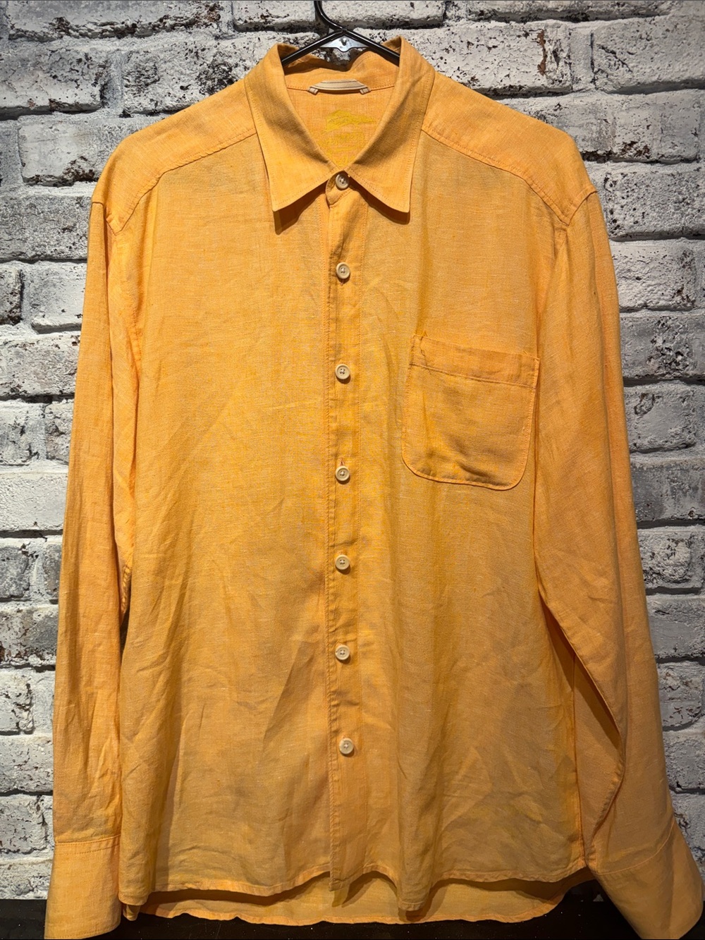 Tommy Bahama Linen Men's Orange Long-Sleeve Button-Down Shirt